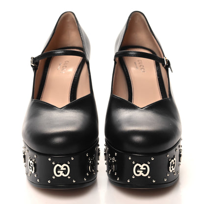 Gucci Malaga Kid Interlocking G Studs 155mm Platform Sandals 37.5 Perfect Black 2 of 8