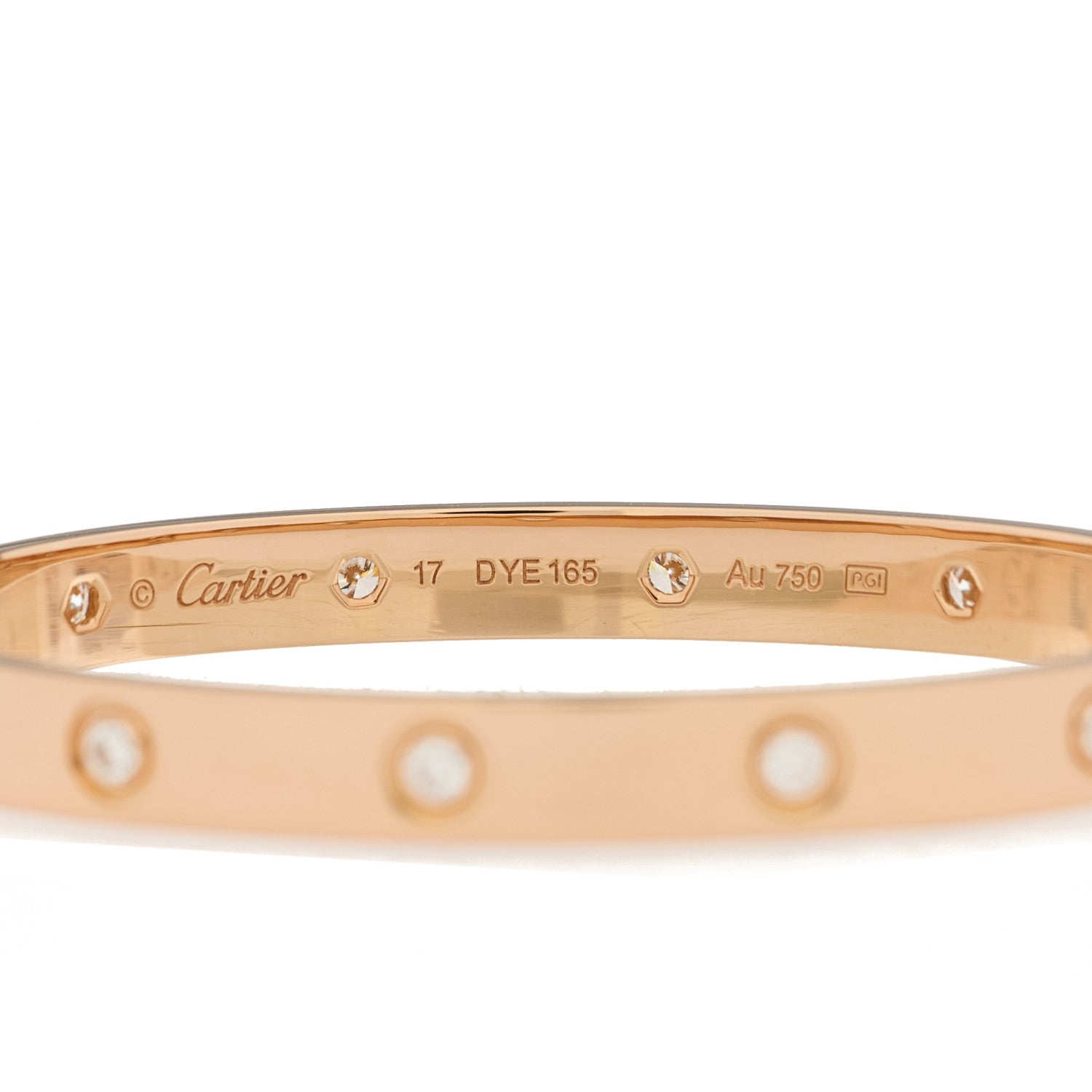 Cartier 18K Pink Gold 10 Diamond LOVE Bracelet 17 5 of 6