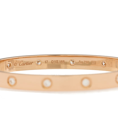 Cartier 18K Pink Gold 10 Diamond LOVE Bracelet 17 5 of 6
