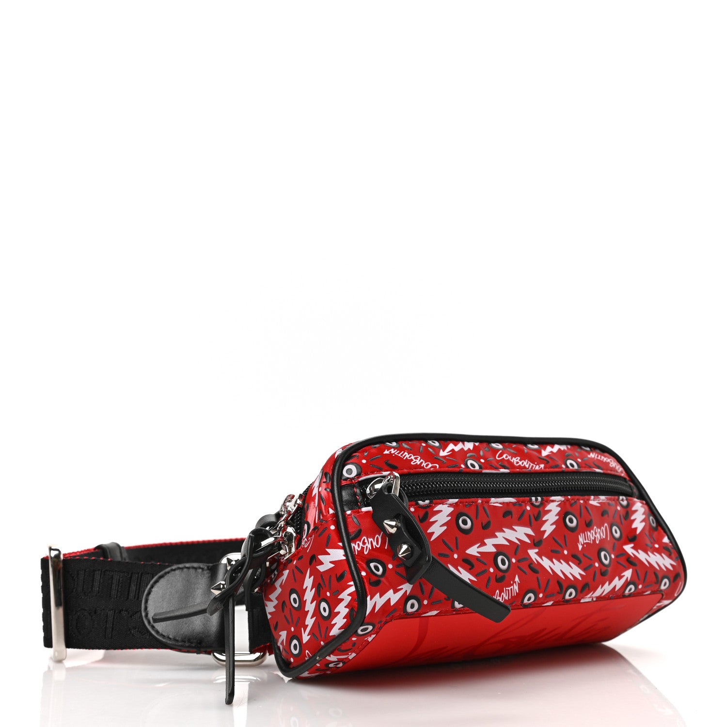 Christian Louboutin Monogram Print Mens Blaster Belt Bag Red Black 4 of 8