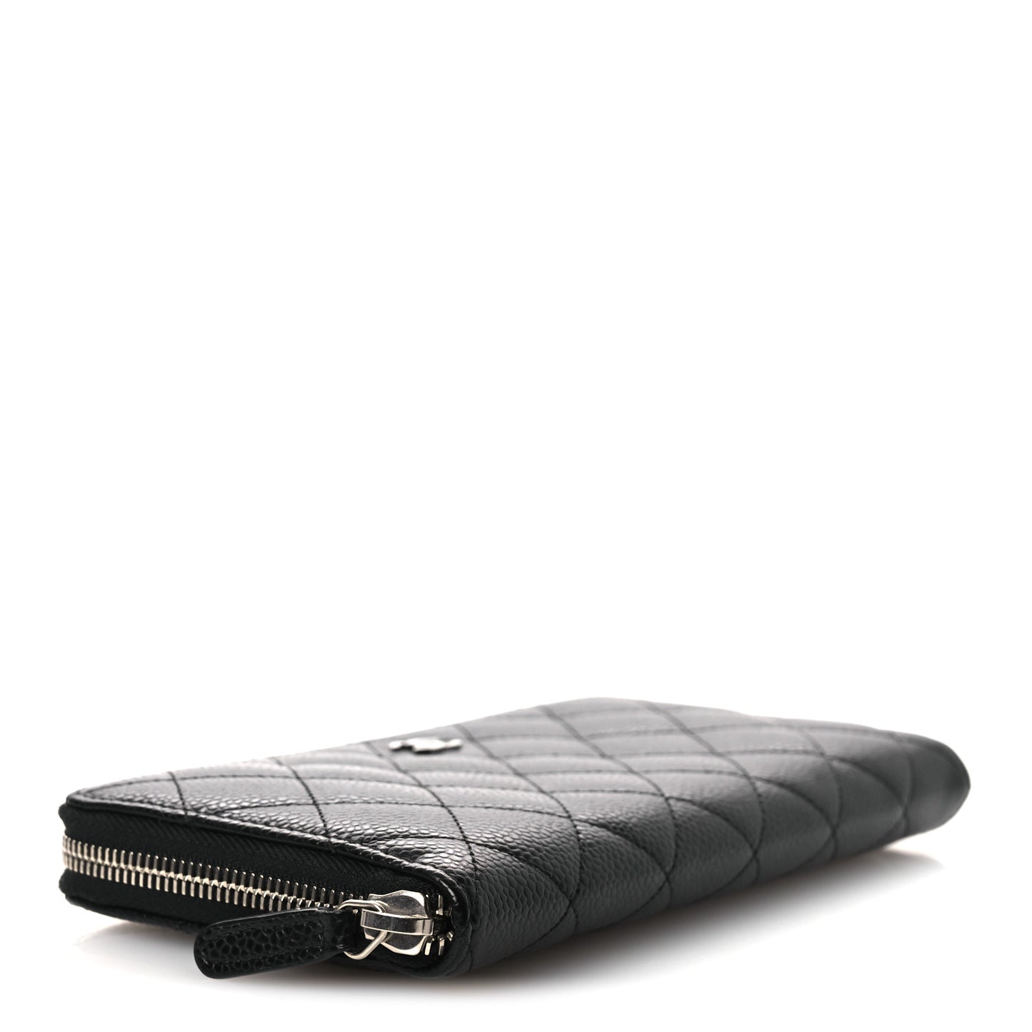 Caviar Quilted Large Gusset Zip Around Wallet Black