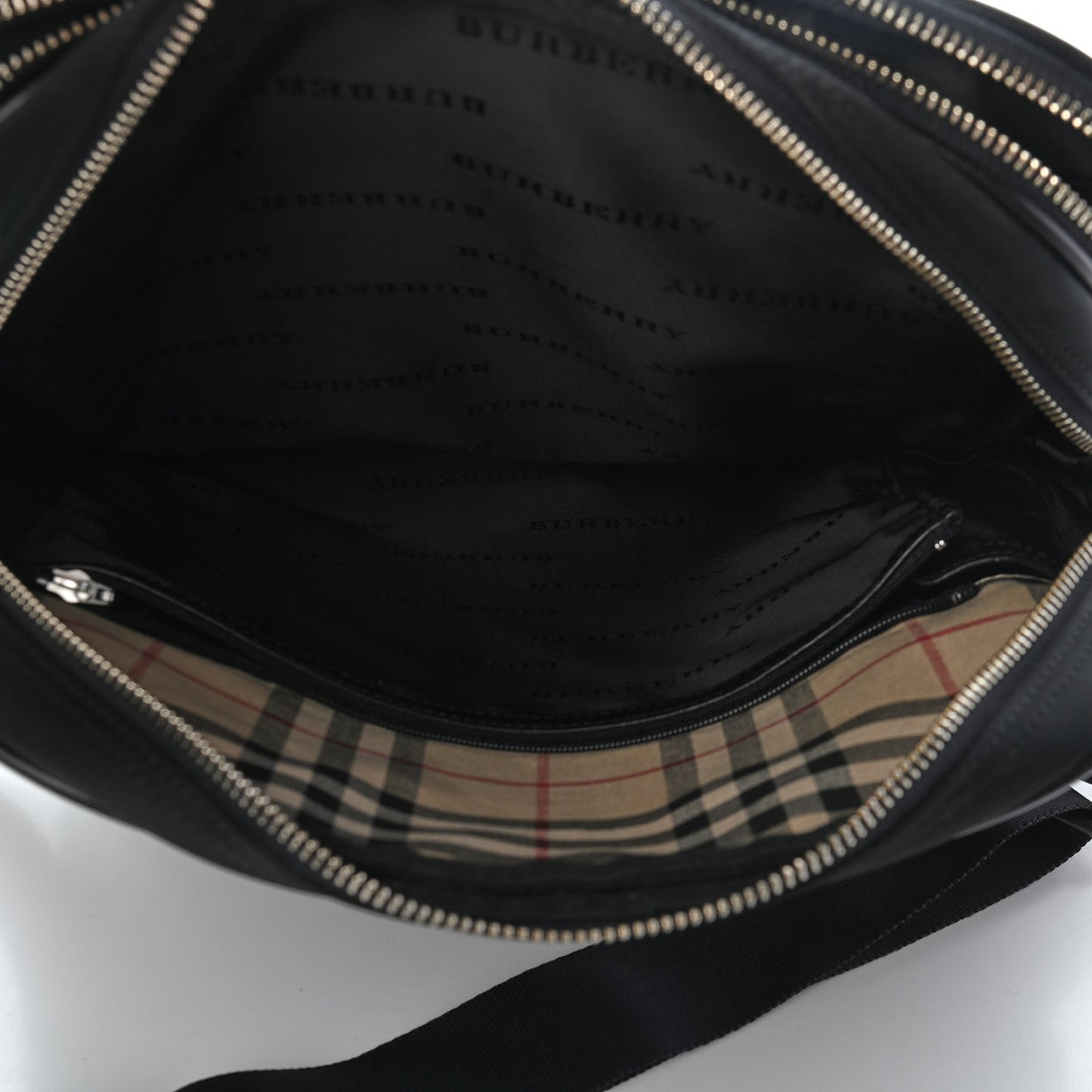 Nylon Zip Top Messenger Bag Black