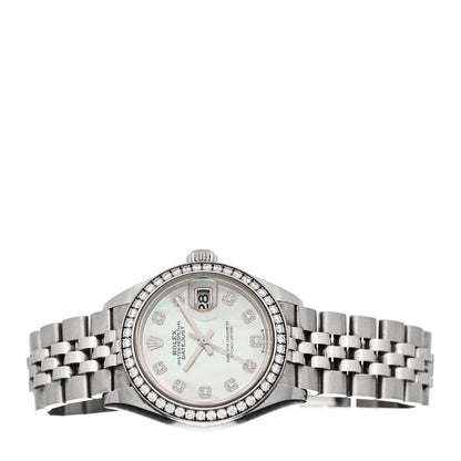 Rolex Stainless Steel 18K White Gold Diamond Mother of Pearl 28mm Oyster Perpetual Datejust Watch 279384 2 of 5