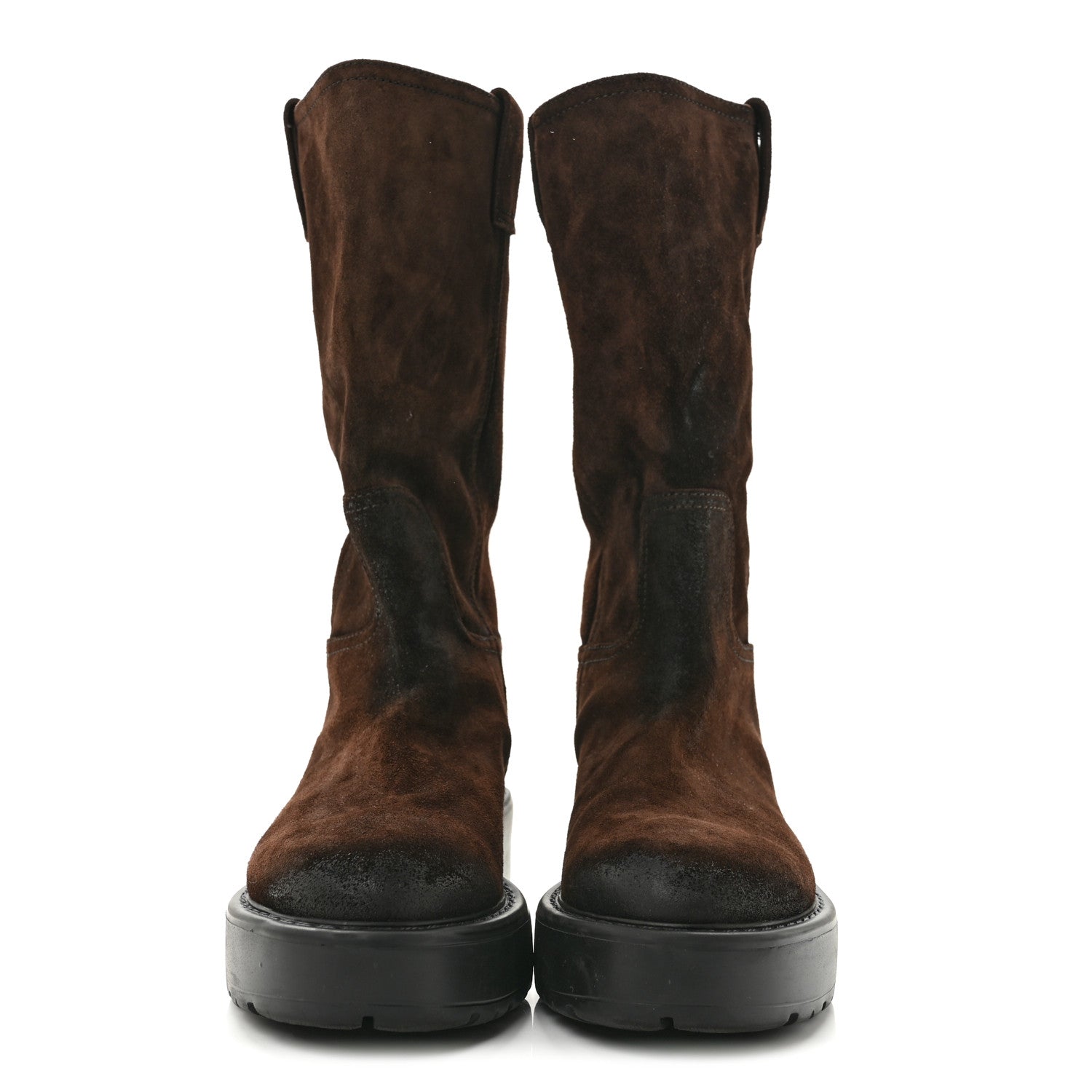 Miu Miu Vintage Effect Suede Mid Calf Boots 39.5 Morro 3 of 9