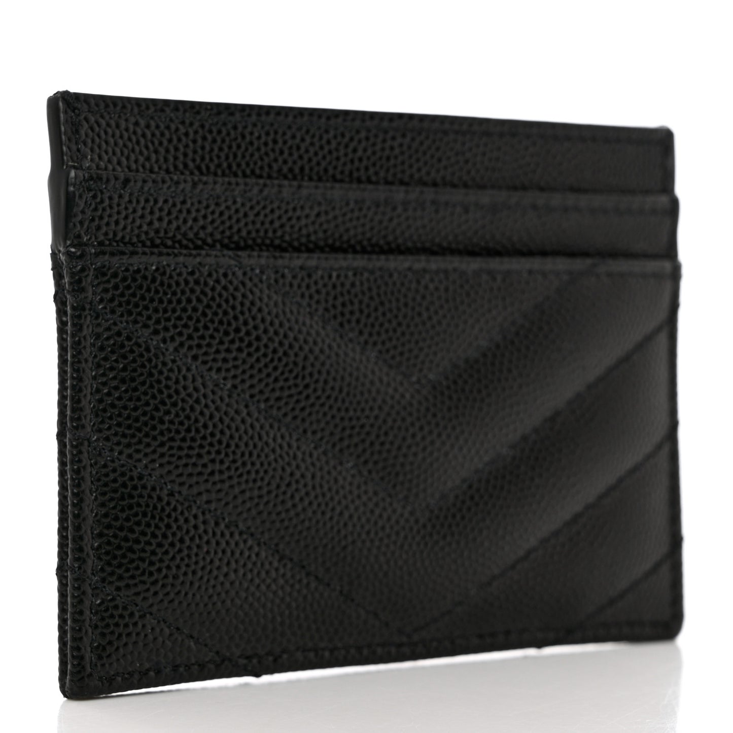 Grain De Poudre Matelasse Chevron Monogram Credit Card Case Black