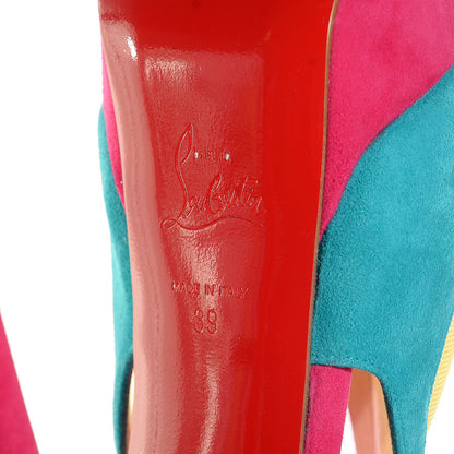 Christian Louboutin Suede Mesh Farfamesh 160 Peep Toe Platform Booties 39 Multicolor 5 of 6