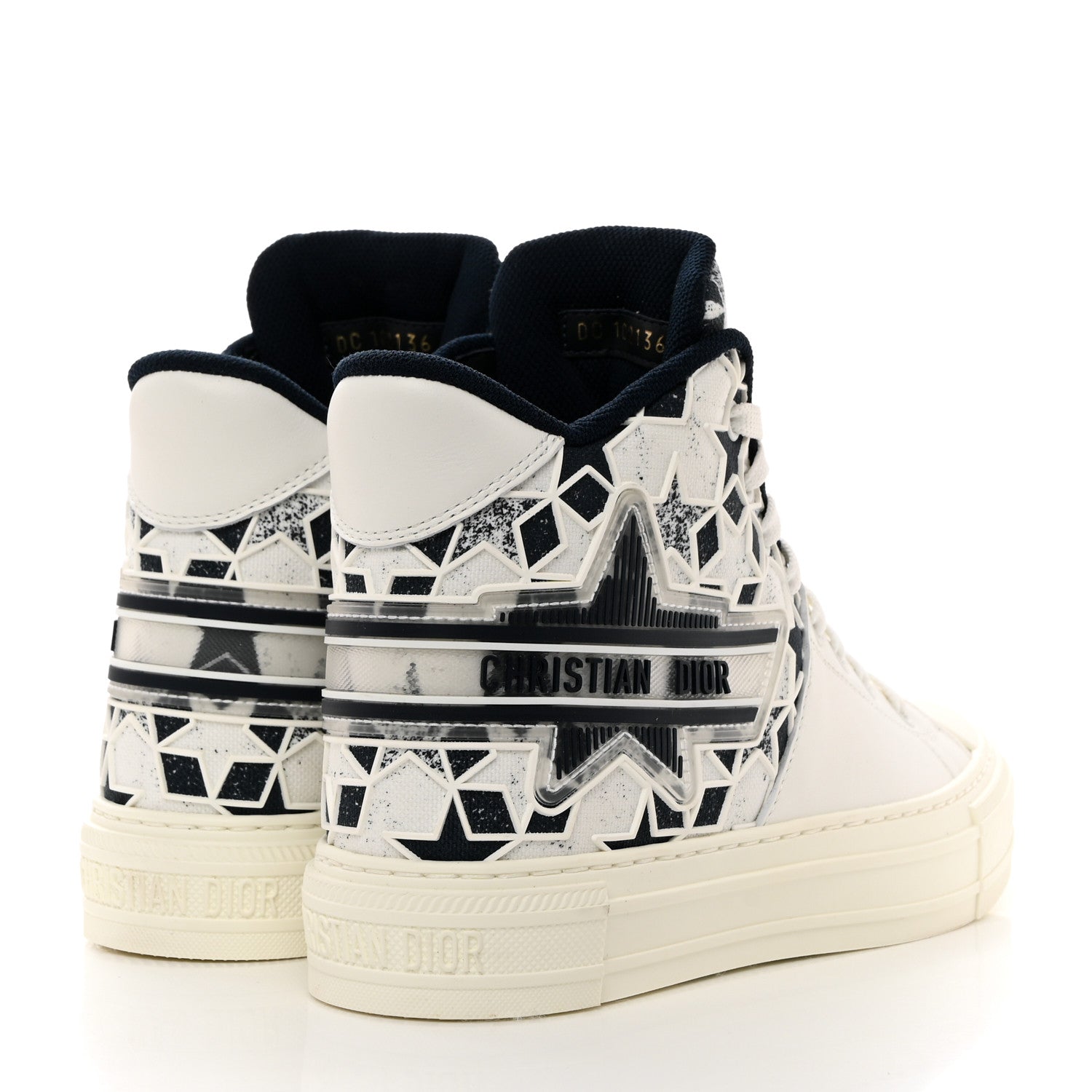 Christian Dior Canvas Embroidered Womens Walk'n' Dior Star High Top Sneakers 36 White Navy 4 of 8