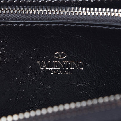 Valentino Garavani Craquele Calfskin Rockstud Zip Around Wallet Black 6 of 9