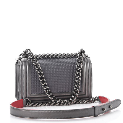 Chanel Lambskin Embossed Small Cube Boy Flap Grey 3 of 7