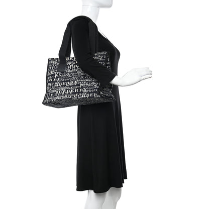 Burberry Canvas Logo Tote Black White 2 of 13
