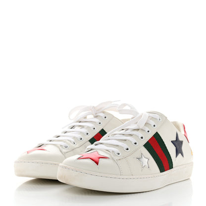 Gucci Calfskin Ayers Web Star Embroidered Womens Ace Sneakers 39.5 White Multi 3 of 9