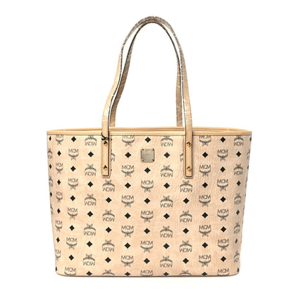 MCM Visetos Medium Anya Top Zip Shopper Tote Beige 1 of 13