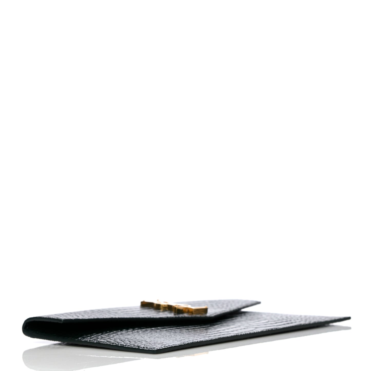 Calfskin Crocodile Embossed Uptown Monogram Clutch Dark Green