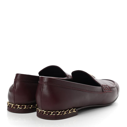 Chanel Calfskin CC Chain Mocassin Loafers 42 Burgundy 4 of 14