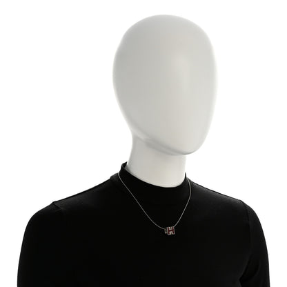 Hermes Palladium Lacquered Cage d'H Necklace Rouge H 2 of 7