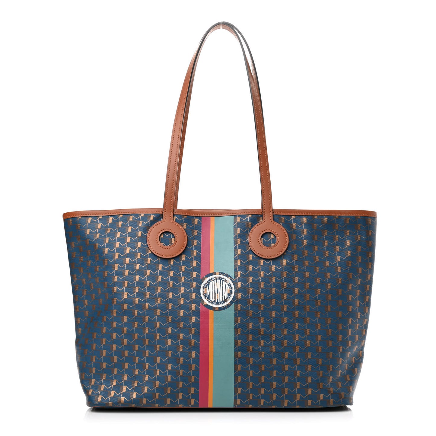 Grained Calfskin Canvas 1920 Oh! Tote Ruban Duo MM Indigo Bronze Cognac