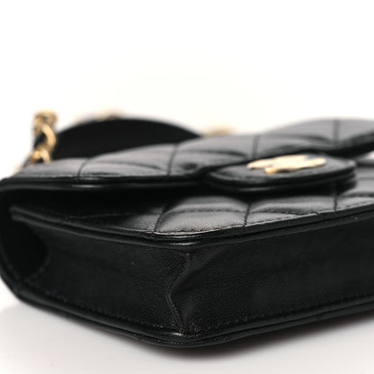 Chanel Lambskin Quilted Top Handle Flap Coin Purse With Chain Black 9 of 11