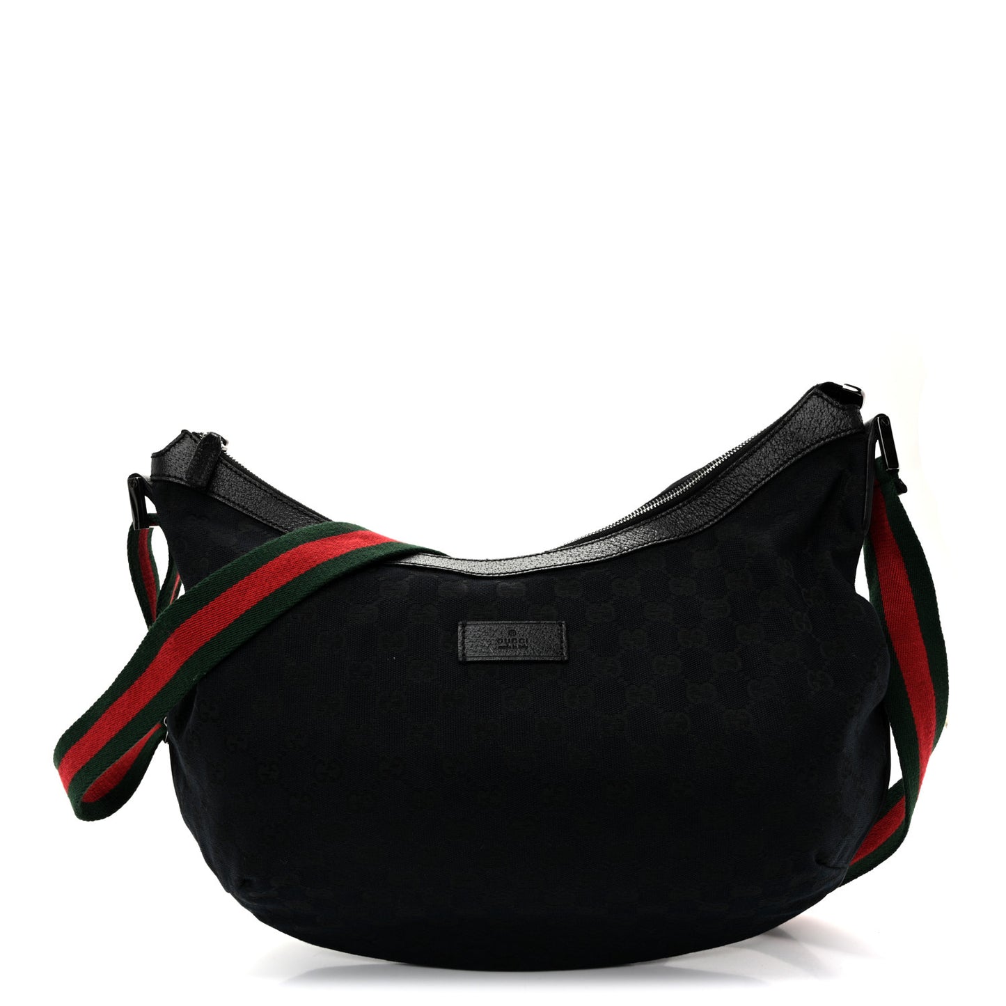 Monogram Web Medium Half Moon Hobo Black