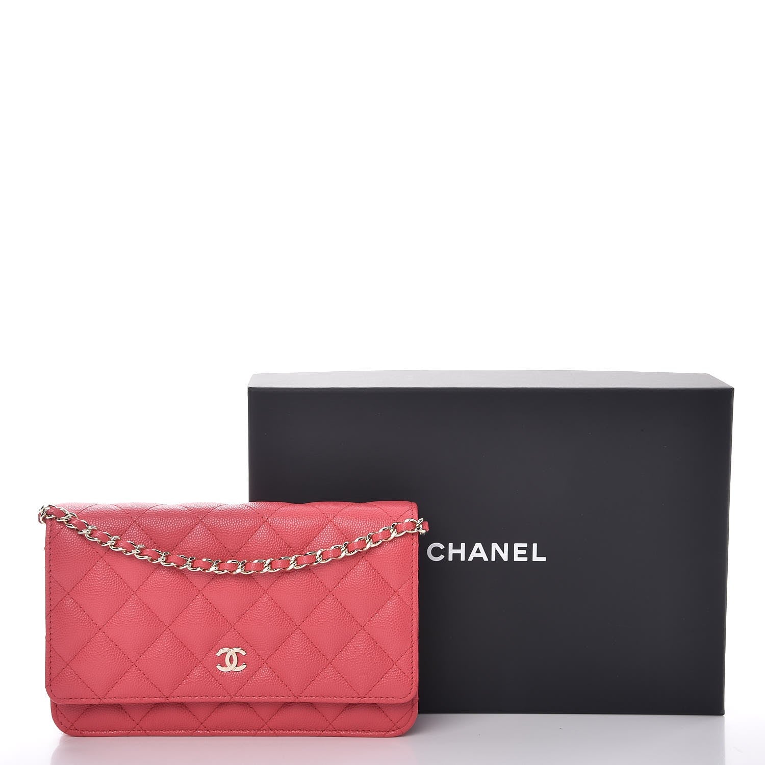 Chanel Caviar Quilted Wallet On Chain WOC Dark Pink 9 of 9