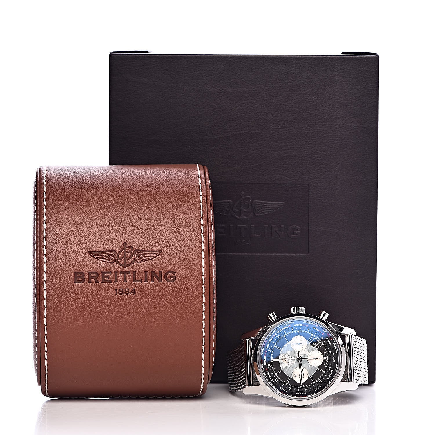Breitling Stainless Steel 46mm Transocean Unitime Chronograph Automatic Watch Black AB0510 8 of 8