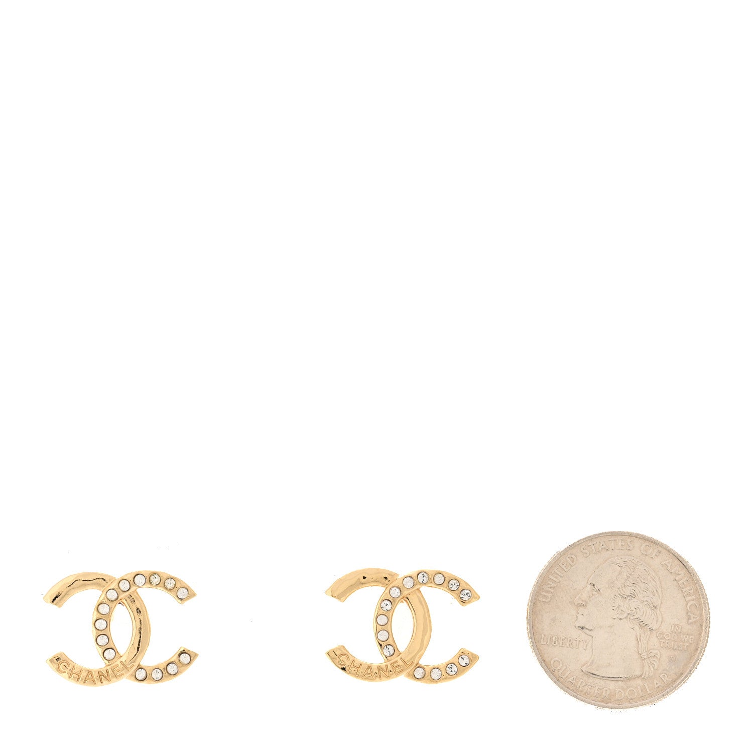 Chanel Crystal CC Logo Earrings Gold 2 of 5