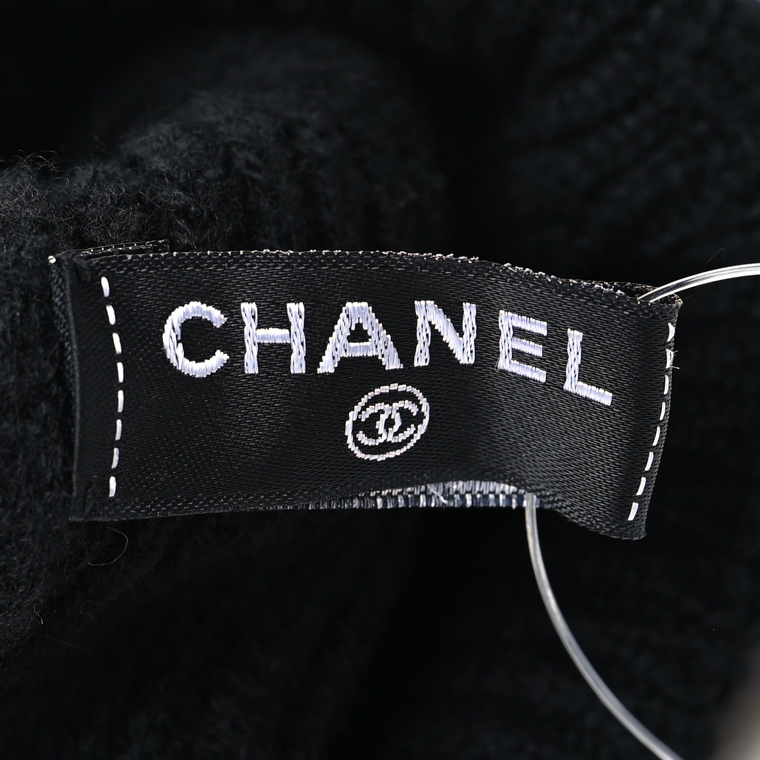 Chanel Cashmere Logo Beanie Hat Black White 5 of 5