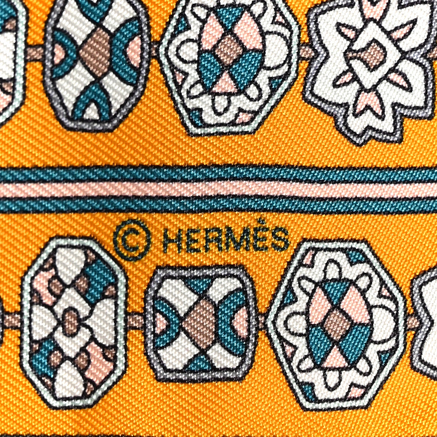 Hermes Silk Tapis Persans Twilly Jaune Aqua Rose Poudre 4 of 6