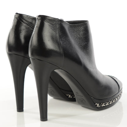 Chanel Lambskin Platform Chain Ankle Boots 38 Black 4 of 8
