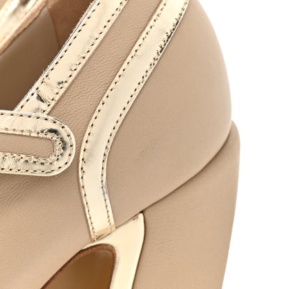 Chanel Lambskin Metallic Cap Toe Mary Jane Platform Pumps 38 Gold 12 of 12