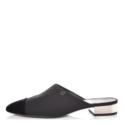 Chanel Fabric Velvet Cap Toe Mules 41 Black 1 of 8