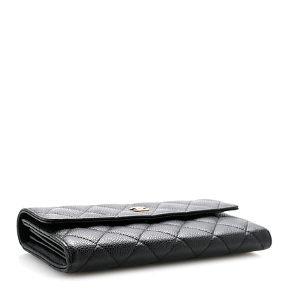 Chanel Caviar Quilted Large Gusset Flap Wallet Black 4 of 10