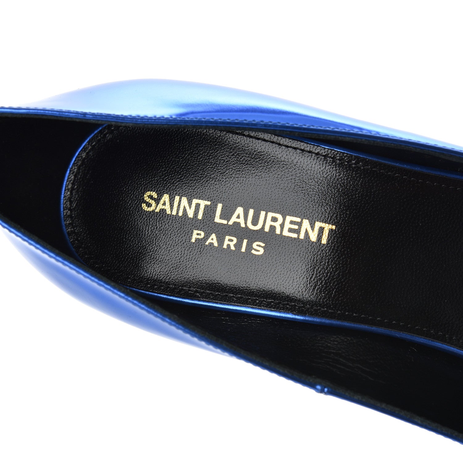 Saint Laurent Metallic Calfskin Kiki 100 Pumps 39.5 Blue 6 of 12