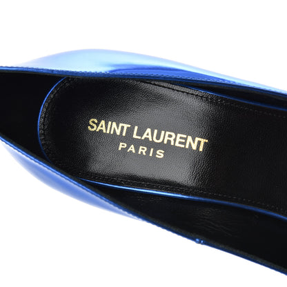 Saint Laurent Metallic Calfskin Kiki 100 Pumps 39.5 Blue 6 of 12