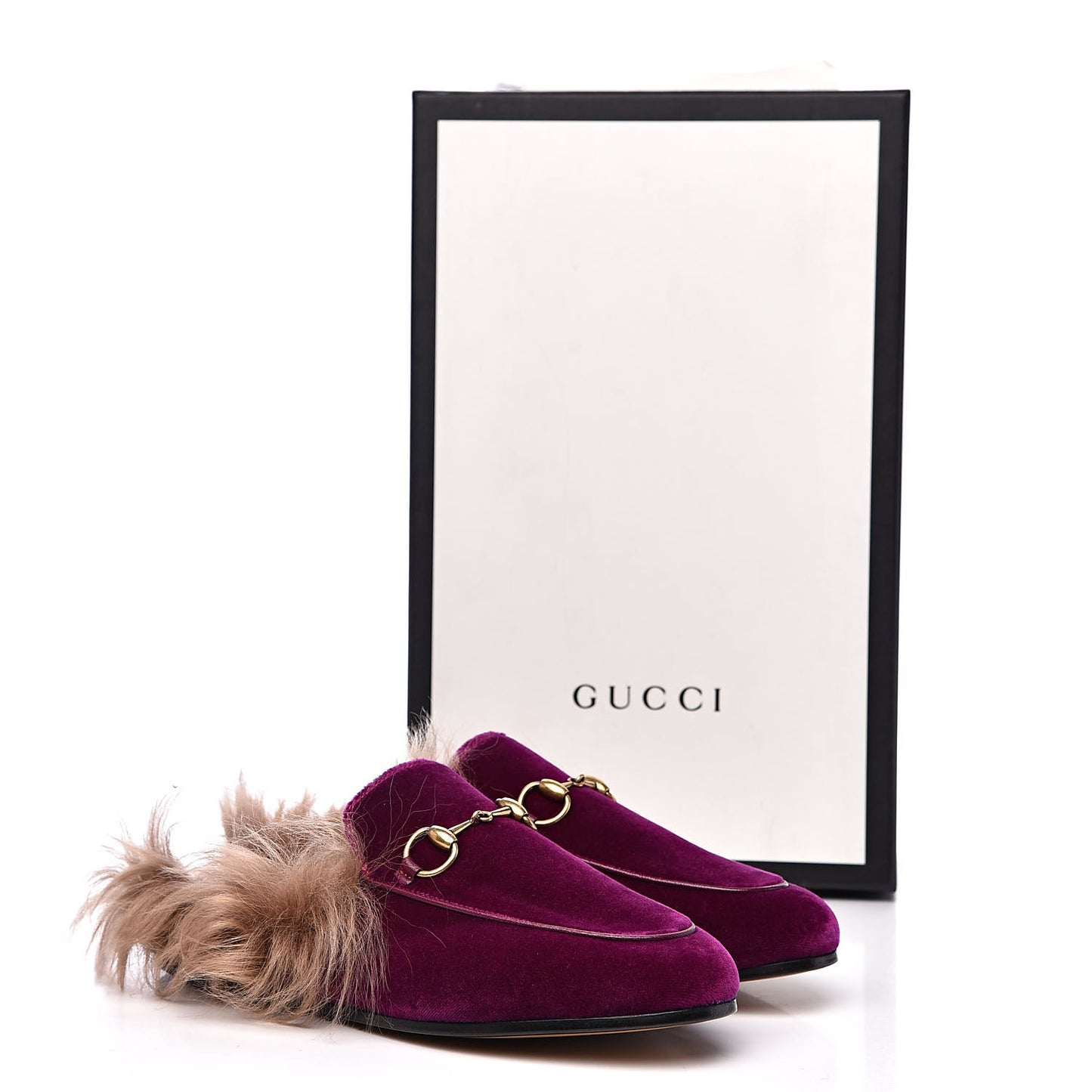 Velvet Fur Womens Princetown Slippers 35 Fucsia Violet Cyclamen Natural