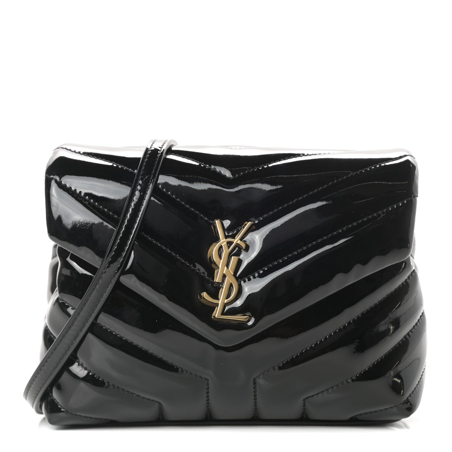 Saint Laurent Patent Y Quilted Monogram Toy Loulou Crossbody Bag Black 1 of 10