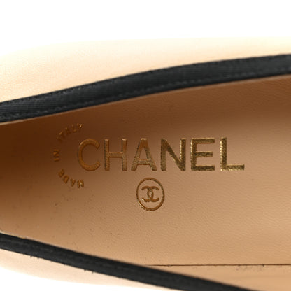 Chanel Lambskin Grosgrain Cap Toe CC Pumps 41 Beige Black 7 of 9