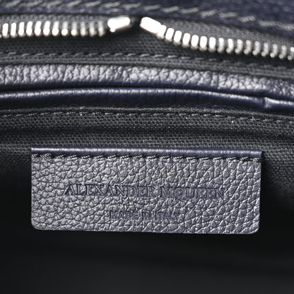 Alexander McQueen Pebbled Calfskin Small Skull Padlock Zip Around Tote Navy 6 of 10