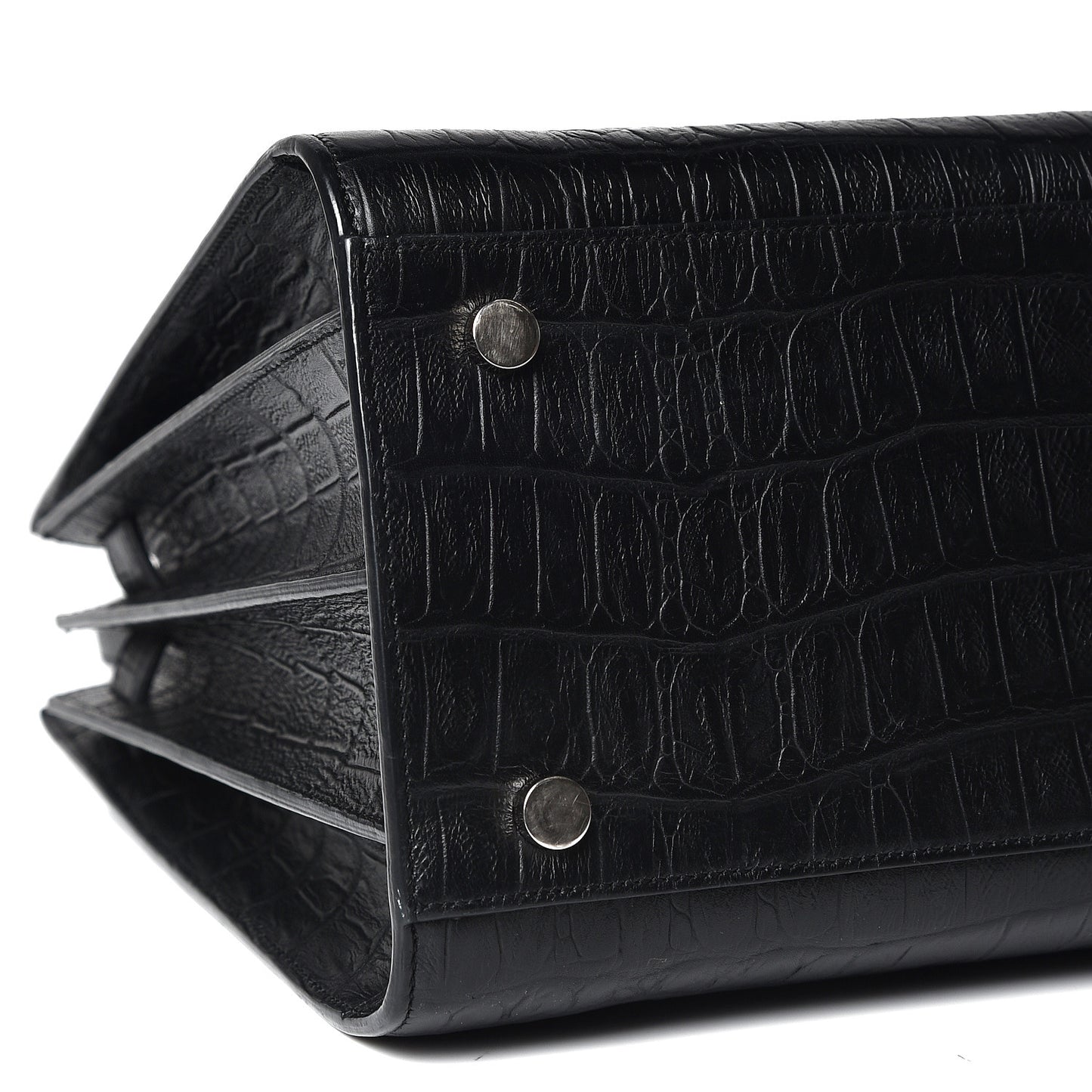 Calfskin Crocodile Embossed Small Sac de Jour Black