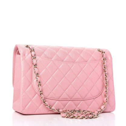Chanel Iridescent Caviar Quilted Jumbo Double Flap Rose Pink 3 of 11