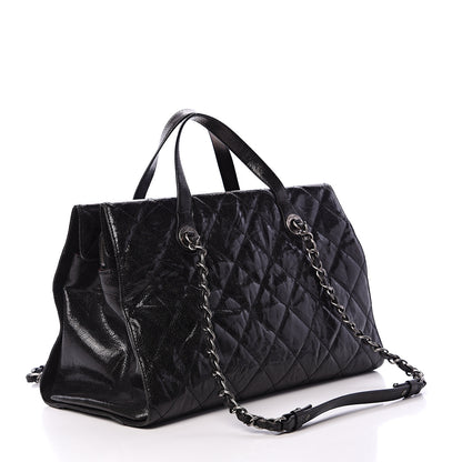 Chanel Crumpled Grained Calfskin Quilted CC Crave Tote Black 2 of 12