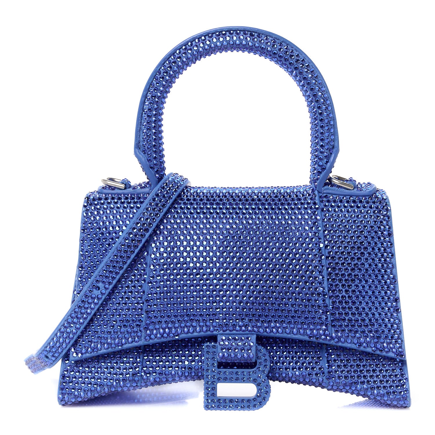 Balenciaga Strass Suede Hourglass Top Handle Bag XS Electric Blue 1 of 12