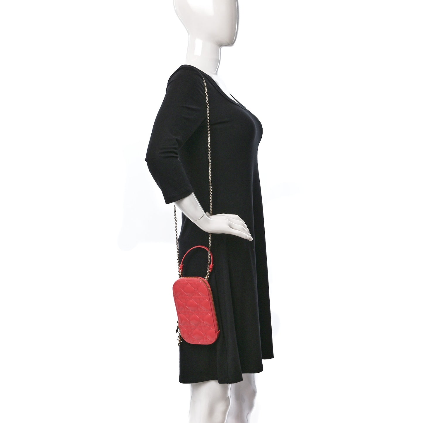 Patent Cannage Lady Dior Phone Holder Pink