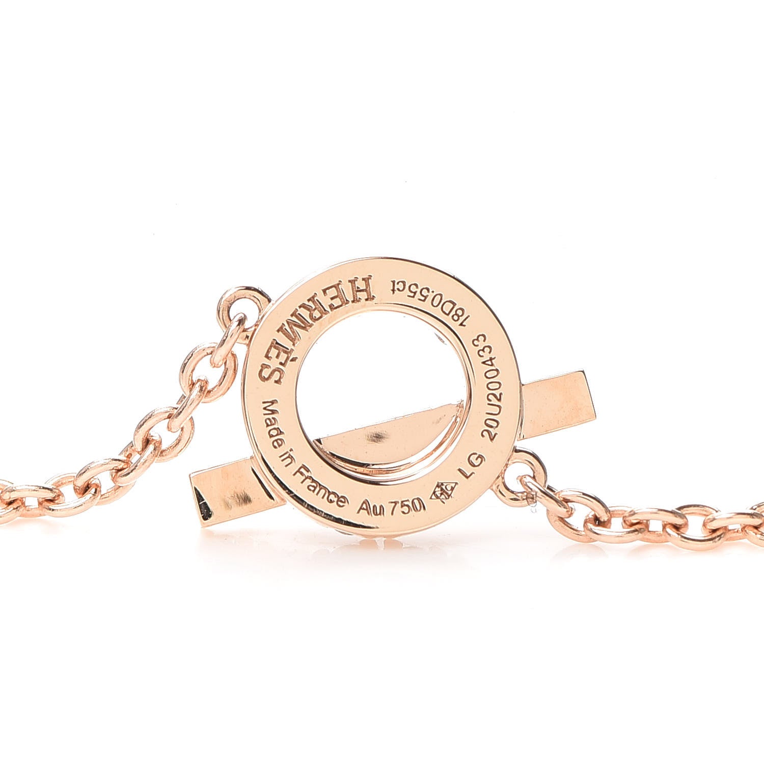 Hermes 18K Rose Gold Diamond Finesse Bracelet LG 4 of 5