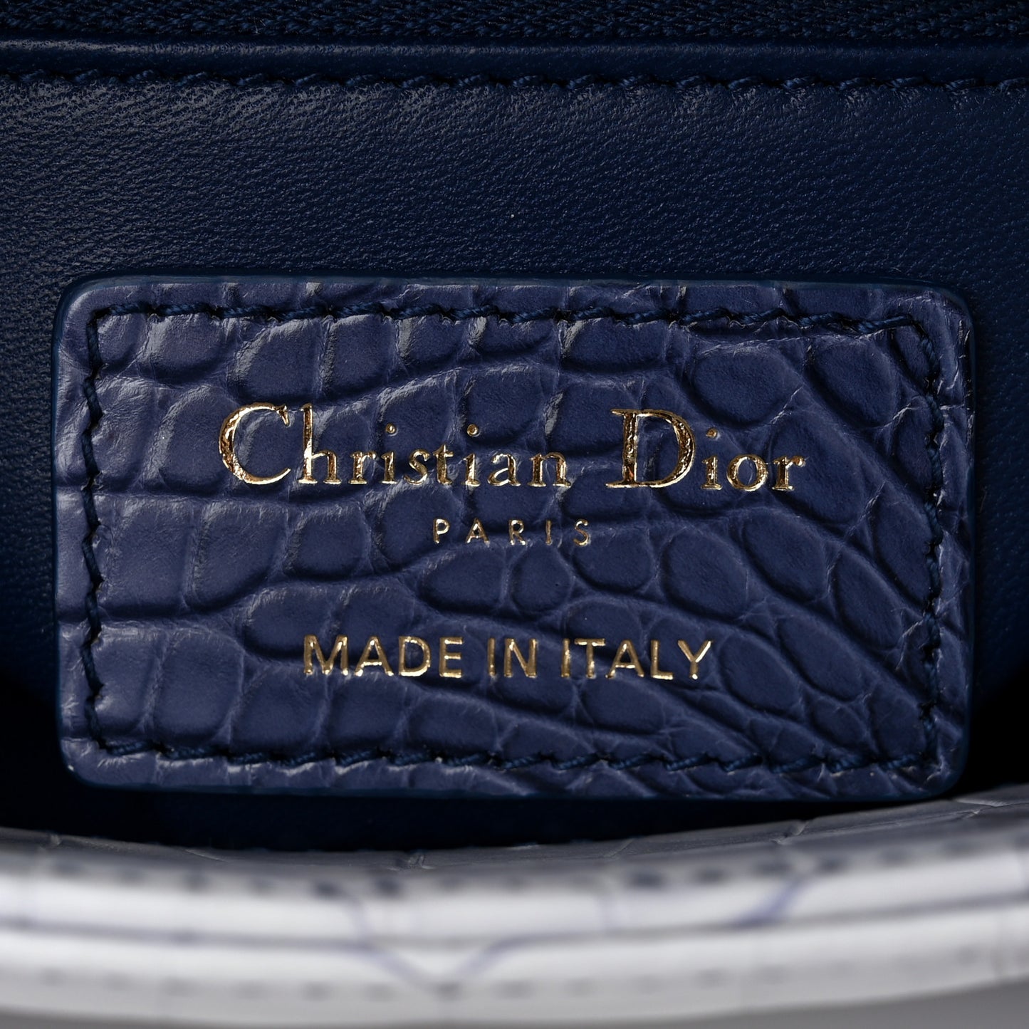 Crocodile Gradient Mini Lady Dior Dark Blue