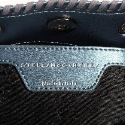Stella McCartney Raffia Woven Mini Bucket Falabella Bag Metallic Blue 5 of 7