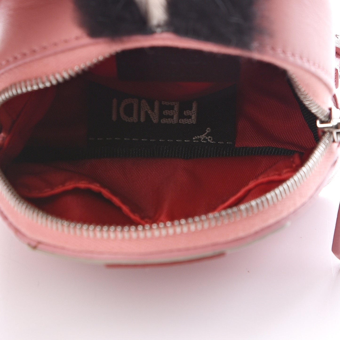 Vitello Dolce Elaphe Crystal Nutria Fox Fur Monster Eyes Mini Backpack Charm Bois de Rose Black Multicolor