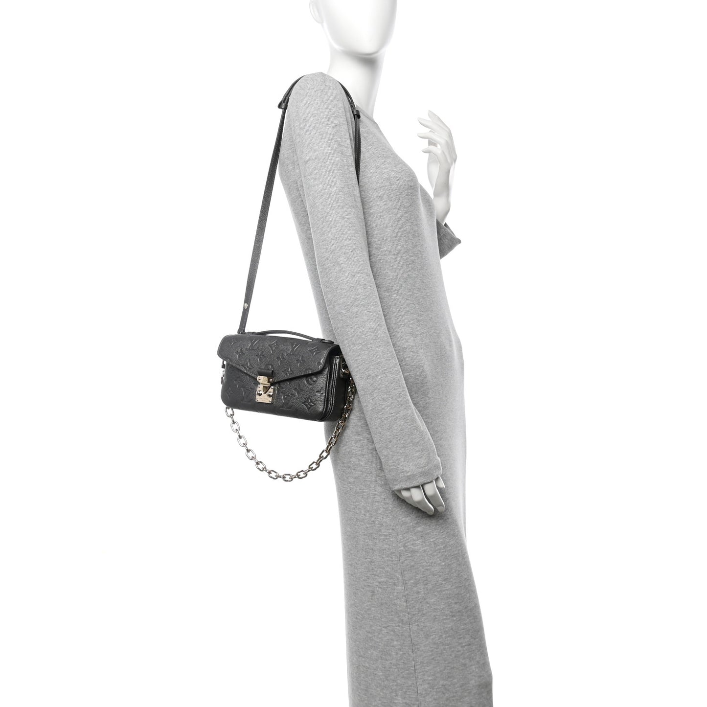 Shimmery Empreinte LV Ski Pochette Metis East West Gun Metal