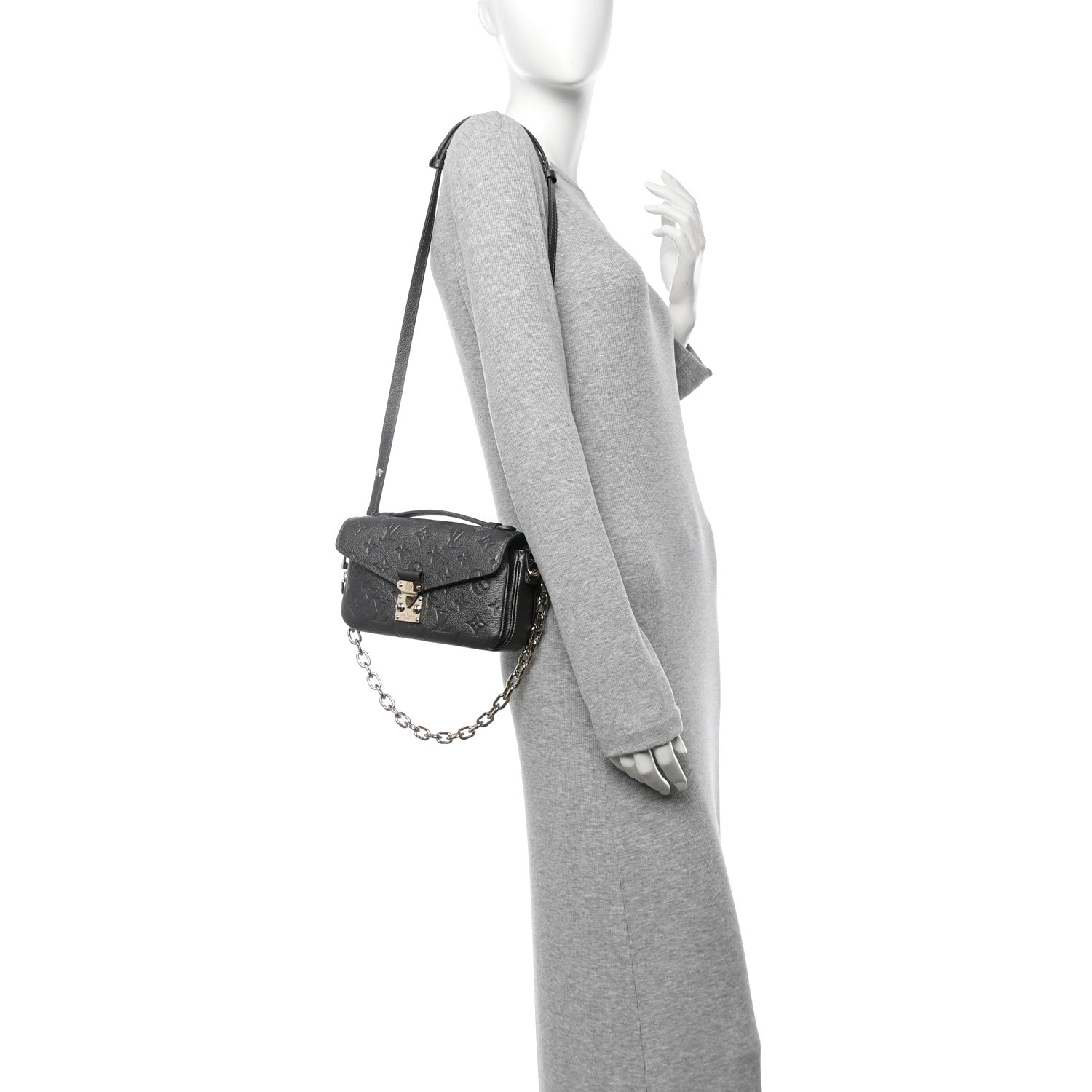 Louis Vuitton Shimmery Empreinte LV Ski Pochette Metis East West Gun Metal 2 of 9