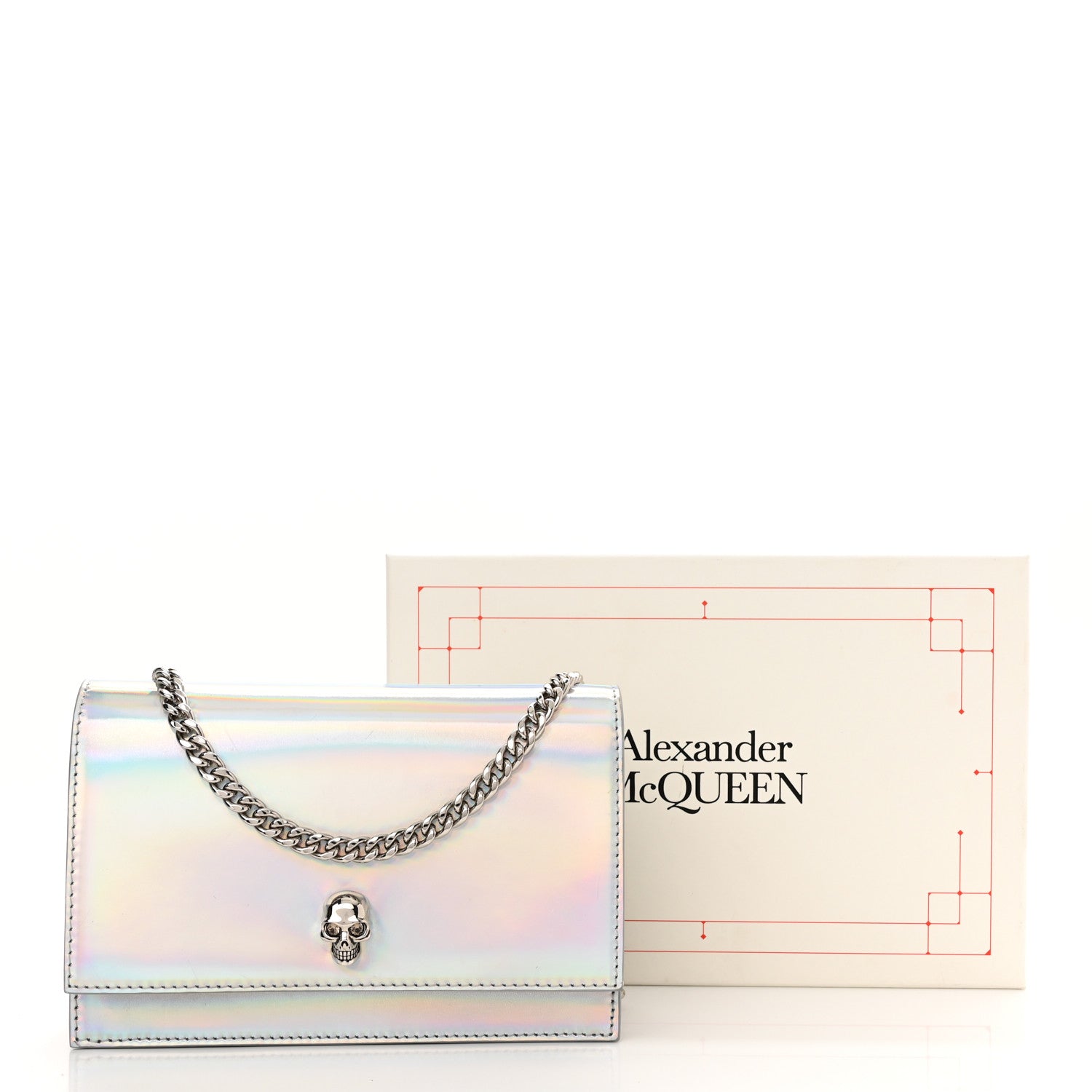 Alexander McQueen Iridescent Calfskin Skull Crossbody Silver 12 of 12