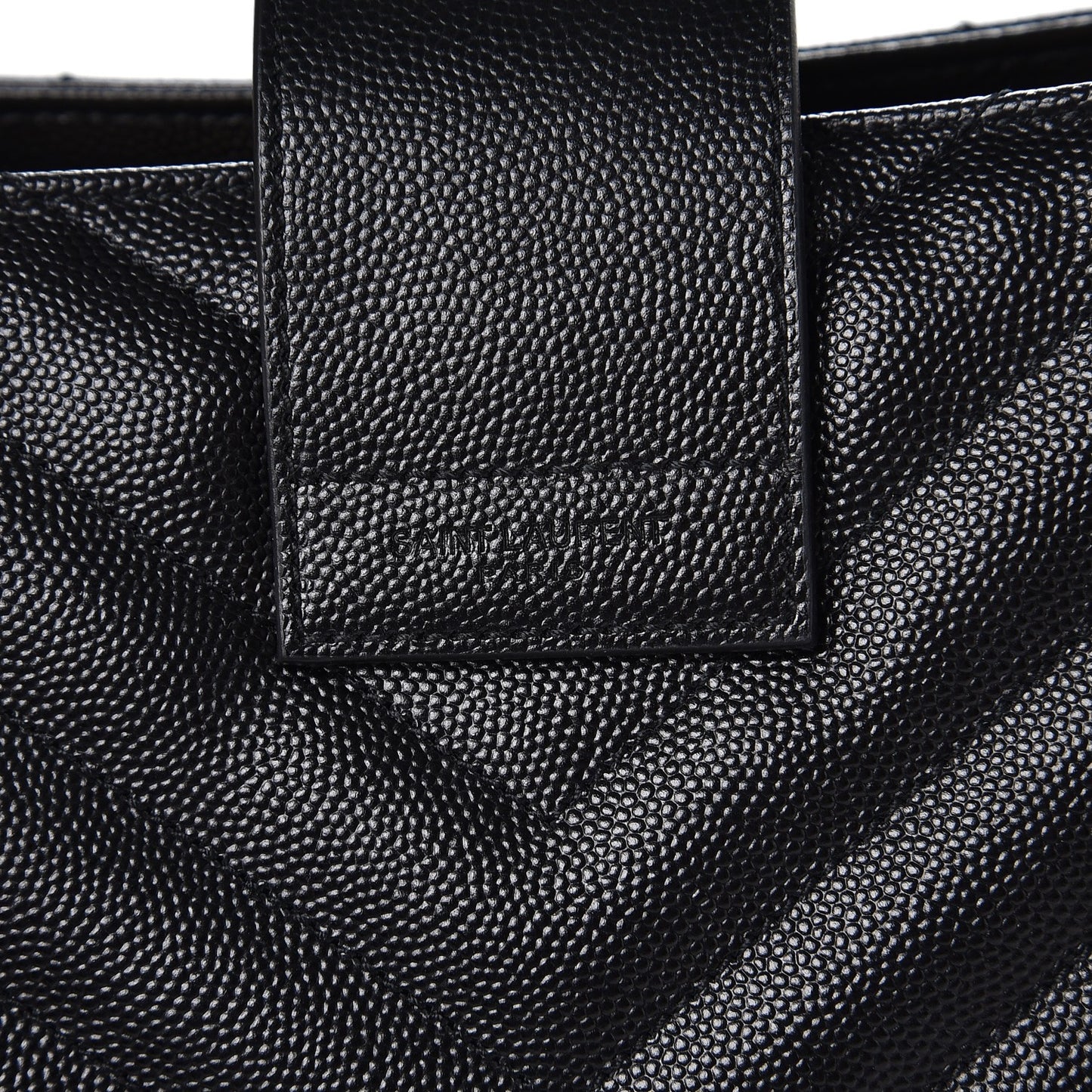 Grain De Poudre Matelasse Chevron Monogram Shopping Bag Black